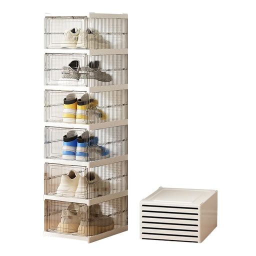 シューズボックス折りたたみシューズボックスクリア靴箱男女兼用下駄箱靴棚靴収納(6段)