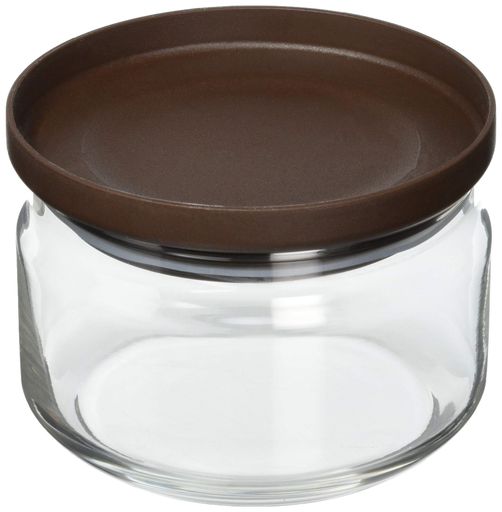 アデリア(ADERIA)スタックキャニスターSチョコ360ml保存容器ガラスキャニスター密閉容器調味料入瓶密閉コーヒー豆M6243