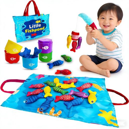 fixashモンテッソーリ知育玩具布製釣りおもちゃ男の子女の子22in1子供用知育布製釣りおもちゃ釣りゲームセット型はめ形合わせ早期開発指先訓練入園お祝い子供の日誕生日新年ギフトプレ…