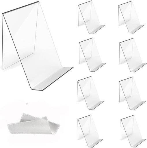 アクリルスタンド展示台【8個セット】ディスプレイスタンド本棚透明ブックエンドレコードラックアクリル製台座展示棚マガジンラックカードスタンドCDスタンド(8個セット)