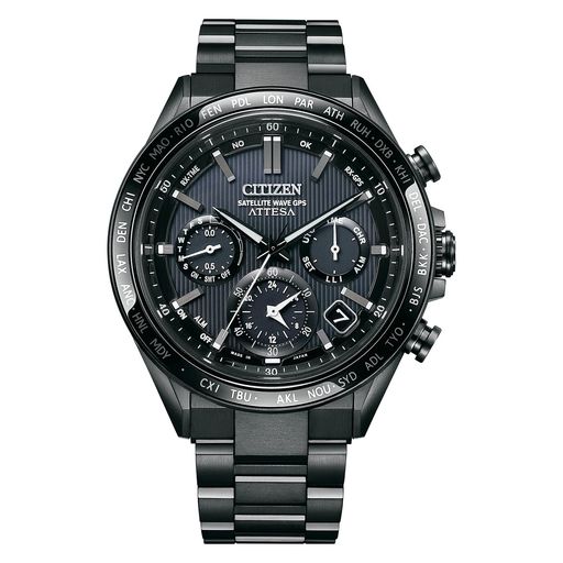 [CITIZEN] 腕時計 ATTESA (GPS衛星 電波時計/防水/サファイアベゼル) CC4055-65E フラッグシップモデル 光発電エコ・ドライブ チタン 軽量 ACT Line メンズ ビジネス アナログ ブラック 黒 電波ソーラー