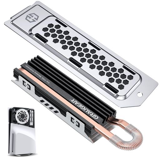 【PS5 Pro/Slim NVMe SSDヒートシンク】押し出しアルミニウムヒートシンクを備えたM.2 SSDダストカバーは、PlayStation 5に適合し、拡張ストレージスロットに取り付けられたSSDの熱性能を向上させるように設計されています。金属カバーはPS5の拡張スロットに完全にフィットし、ダストフィルター、銅製ヒートパイプ、アルミニウム合金のプレートフィンデザインを備えています。 SSDヒートシンクの熱放散が優れているほど、PS5 M.2 SSDドライブの耐久性が高くなります。 【放熱カバー】カバーの通気孔により、最高の熱伝導効率を確保し、M.2 SSDからの熱を最大45%削減します。 銅製ヒートパイプやアルミフィンと組み合わせることで、より優れた放熱性能を実現。 【銅ヒートパイプ】銅ヒートパイプは、DTH(ダイレクトタッチヒート)を使用することで最大の冷却性能を発揮します。 その平らな機械加工面はSSDに均一に接触し、非常に高速に熱を伝導します。 【M.2 2280 NVMe SSD】M.2 2280 NVMe SSDの片面、両面に対応。