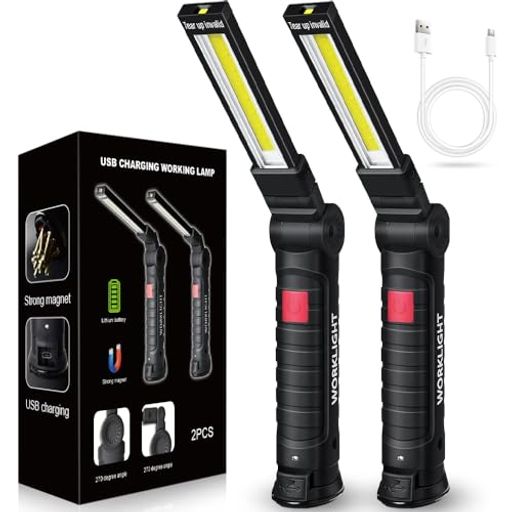 【360°角度調整作業灯】材質:ABS+TPR+PC+アルミ。メインの作業灯はCOBを採用、単一面発光する大光量のLED作業灯です。自由に角度を調節可能照らす場所を簡単に変更できでスムーズ作業が出来ます。 【充電式ワークライト】内蔵3.7V...