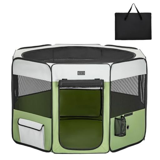 petsfitペットサークル折りたたみ軽量八角形収納バッグ付きメッシュトップ飛び出し防止設計しっかり室内屋外キャンプ旅行猫犬洗える多用途