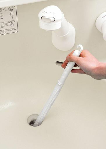 商品サイズ:幅2cmx奥行2cmx高さ41cm 素材:ポリプロピレン・ナイロン・ステンレス鋼・・ カラー:ホワイト 原産国:日本 パイプ内にたまった汚れ落としや髪の毛をからめ取ります。