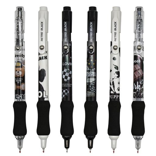 Maydahuiかわいいくま犬ノック式ボールペン6本セット0.5mm黒インクおしゃれ動物コーヒーチョコレートジェルボールペンおもしろ可愛い文房具ギフト