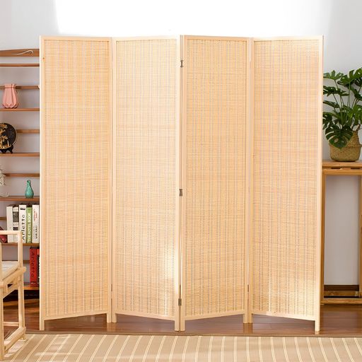 【本体サイズ】3連-「幅120x奥行2x高さ100/120/150/180cm」 4連-「幅160x奥行2x高さ100/120/150/180cm」 【材質】天然木のパイン材(フレーム)、竹ヒゴ&amp;PP(スクリーン)、ステンレス(蝶番) 【軽量収納設計】軽量で女性でもらくらく移動できます突然来客時の目隠しに、簡単にご利用できます 【使用場所】パーテーションは、リビングルーム、ベッドルーム、ダイニングルーム、オフィス、ドレッシングルームなどのさまざまなシーンに適しています パーテーション・間仕切り・目隠し・衝立で、空間自在に彩る