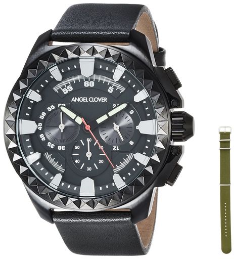 [エンジェルクローバー]腕時計WatchRuggedラギッドブラック文字盤ステンレススチールクォーツ46MM正規保証RG46BBK-GRYメンズ