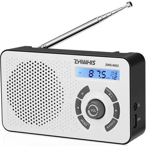 ZHIWHISデジタルラジオAM/FM/短波/ワイドFM対応2000mAhリチウム電池内蔵デジタル時計・目覚まし機能付き乾電池使用可能ポータブルDSP高感度防災用2026新登場ZWS-8802