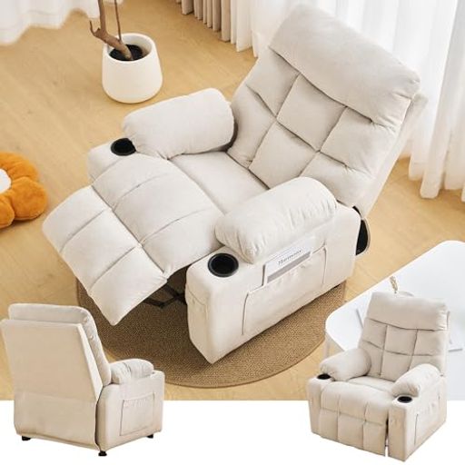 オーエスジェイ(OSJ)1人用ソファーリクライニングチェアリクライニングソファー1人掛け腰痛疲れないソファーベッド一人用女性に140°エクルベージュ