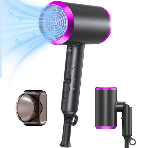 ドライヤー速乾大風量【2025夏限定・冷風スイッチ・57°C恒温】ヘアドライヤー高濃度マイナスイオン3段階風量調節過熱防止機能軽量低騒音小型コンパクト静音折り畳み式ノズル付き家庭…