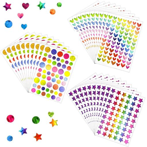 サムコスキラキラシールご褒美ステッカー30枚セット可愛いごほうびシール大容量カラフルDIY手作り星/円..