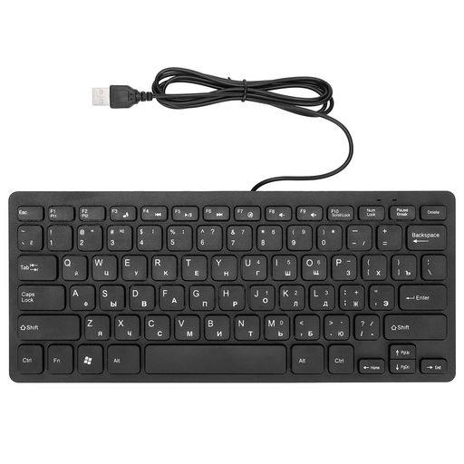 Ergonomic, ultra-thin 78-key mechanical keyboard, wired mini computer keyboard, compatible with PCs and laptops, durable USB keyboard, Russian layout, 1.5m cable