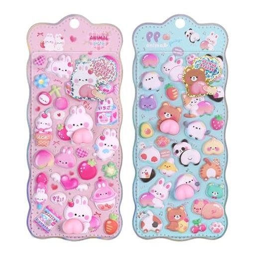 おしりぷにぷにシール3D立体柔らかいつまみ可能可愛い子供女の子DIY用手帳用装飾用PVC素材貼り付け可能手芸用品(D-2)