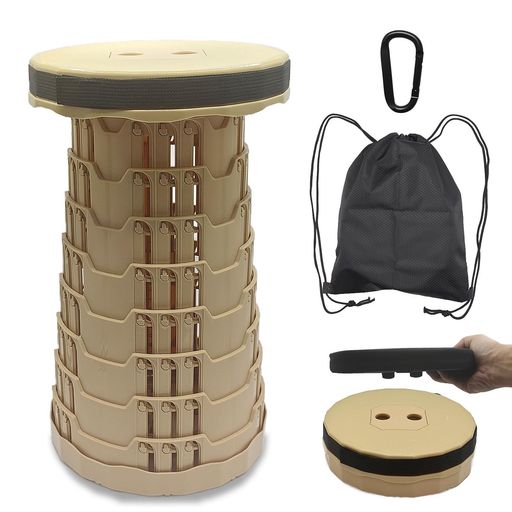 【クラス最大級の耐荷重250kg!強固な三つバックル構造】安価なリサイクル素材は一切使用せず、高品質な新規ポリプロピレン(PP)素材を採用。さらに、鱗(うろこ)構造に加え、独自の**「三つバックル内部構造」と加厚デザインにより、250kgという驚異的な頑丈さを実現しました。大柄な男性が座ってもグラつかず、高い安定感と耐久性を提供します 【長時間でもお尻が痛くない!豪華3点セット付き】硬いプラスチック座面の悩みを解消するため、ふかふかの加厚スポンジクッションを標準装備。キャンプ、釣り、テーマパークのアトラクション待ちなど、長時間の使用でも快適に過ごせます。さらに、持ち運びに便利な「収納袋」と、リュックに吊り下げられる「D型カラビナ」も付属した、届いてすぐに使えるフルセットです 【1秒で設置&amp;高さ無段階調整】指を穴に掛けて少しひねるだけで、瞬時に展開・収納が可能。高さは7.5cmから45cmまで、使う人の身長やテーブルの高さに合わせて自由に調節できます。収納時は直径26cmx高さ7.5cmのディスク状になり、重量も約1060gと軽量。