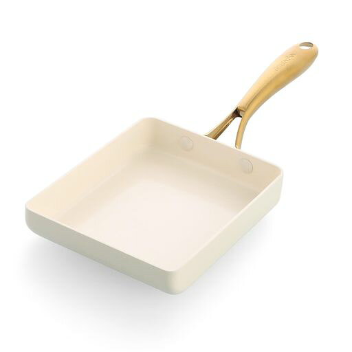 グリーンパン GREENPAN 玉子焼き器 エッグパン 14.3x18cm IH・ガス火 ホワイト 【ストゥディオ】 セラミックコーティング PFASフリー 有害物質不使用