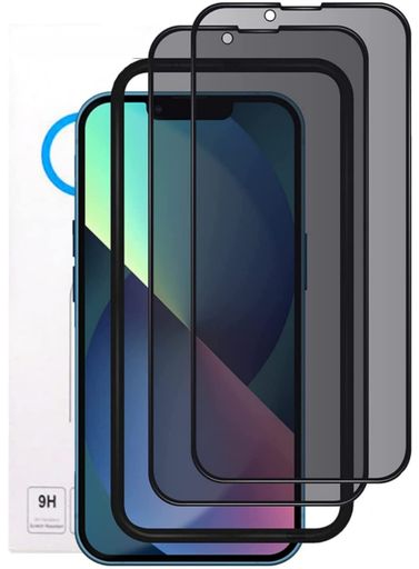 【360°覗き見防止】ForiPhone14Plus/iPhone13ProMaxガラスフィルム【2枚セット/ガイド枠付き】iPhone14Plus用360度上下左右つ方向のぞき見防止フィルム全面プライバシー保護