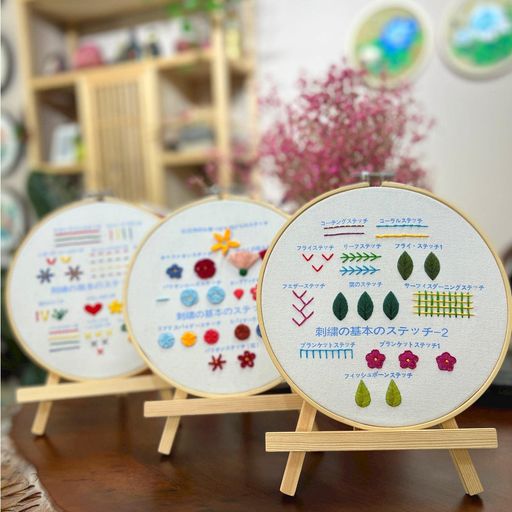Rakuten - 3セット刺繍キット初心者セット30種基本縫入門セットししゅうキット日本語ステッチ方説明書付木製ベース刺しゅう家庭科手作り初心者学ぶ人気DIY刺繍工具クロスステッチ(基本のステッ…
