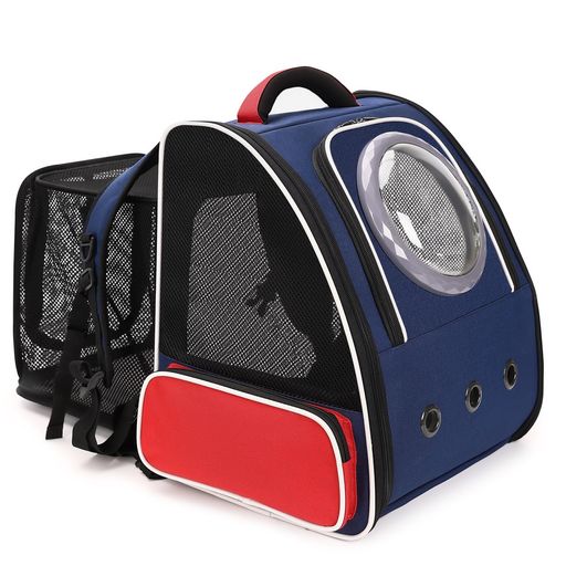 Okiki犬猫ペットキャリーバッグリュック拡張可能【新色登場・お出かけに最適】ロック式ダブルファスナーペットキャリー大容量宇宙船2種類の窓付き小型犬旅行/通院/災害避難用猫きゃり…