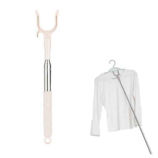 竿上げ棒物干し竿伸縮式洗濯竿あげ調節可能軽量洗濯竿上げ延長クローゼットフックポール上の棚天井家庭用(ホワイト)