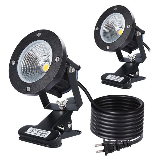 LEDクリップライト 防水 12W 白色6000K 昼光色 100W形 1300LM 小型 看板照明 屋外/屋内兼用 延長コード3m 看板用、黒板用照明、店舗看板、店頭看板用 2個セット (昼光色)