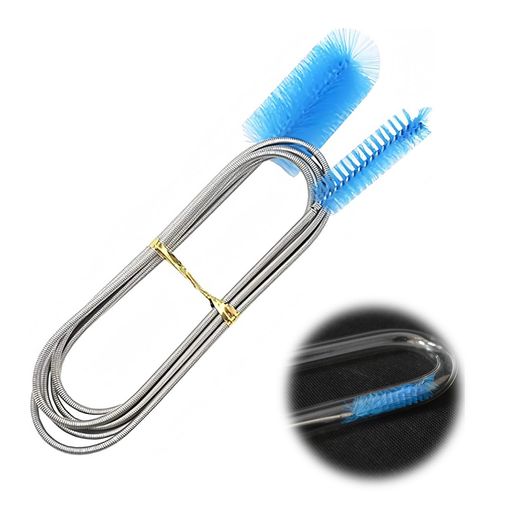 PAVIKEパイプブラシステンレス製パイプクリーナー水槽掃除水槽クリーナー水族館ブラシ水槽清掃用品、ダブルヘッドチューブブラシ、水道管清掃、水槽フィルターポンプホース管清掃に適し