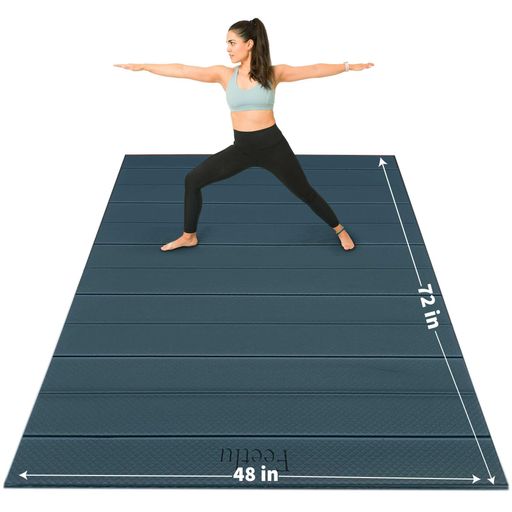 Feetlu折りたたみヨガマット-厚さ8mmx120cmx180xmエクササイズマットヨガマット大きめ