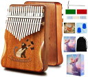 カリンバ17キーマホガニー親指ピアノ初心者セットチューニングハンマーフランネルバッグ付き日本語学習指導楽譜カタカナ音階シール子供向け大人向けギフト(ネコ匹)