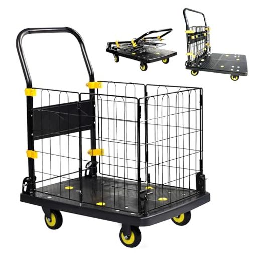 Lomiveカゴ台車折り畳み式メッシュ台車耐荷重200kg大型運搬車バスケット軽量多機能網篭車手押しカート..