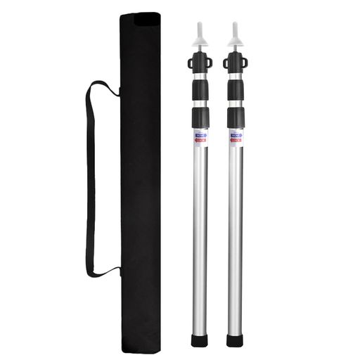 Azarxisテントポール軽量アルミニウムタープポールフレーム耐食スライド式組立不要ワンタッチ伸縮式長さ調整可能キャンプ用品2本セット収納袋付属(シルバー(2....