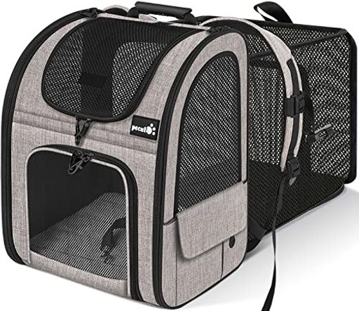 ペキュートPecuteペットキャリーバッグ猫用犬用リュックメッシュ窓通気性拡張可能2WAYペットハウスケー..