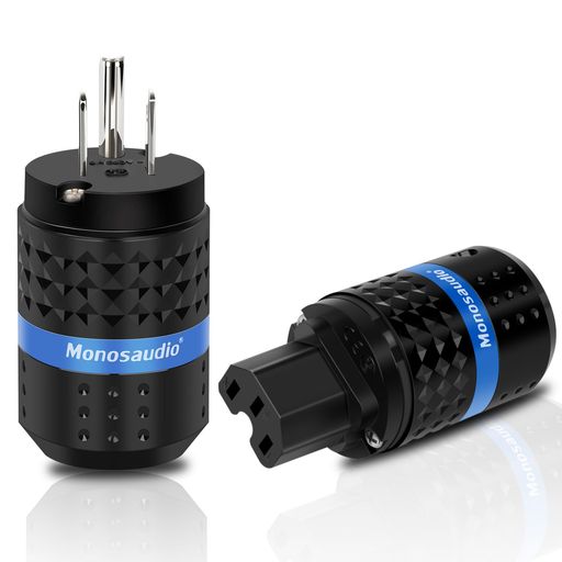 Monosaudioオーディオ用電源プラグロジウムメッキ純銅3ピン電源コネクタ15A/125V10A/250V自作電源プラグアルミニウム合金製シェルオー..