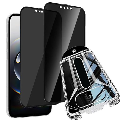 Rakuten - 【2枚セット】【360°覗き見防止&革新的なガイド枠】iPhone16e/14/13ガラスフィルム超簡単貼り付け新型のガイド枠付き自動除塵360°ぞき見防止上下左右プライバシー保護全面保護気泡レス自動…