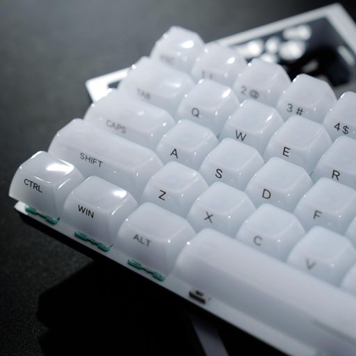 Womier キーキャップ ジェリー - セラミックキーキャップスタイル、クリアホワイトキーキャップ、透明サイドプリントカスタム 60%, 65%, 75%, 100% 用 Cherry MX、Outemu、Gateron メカニカルキーボー…