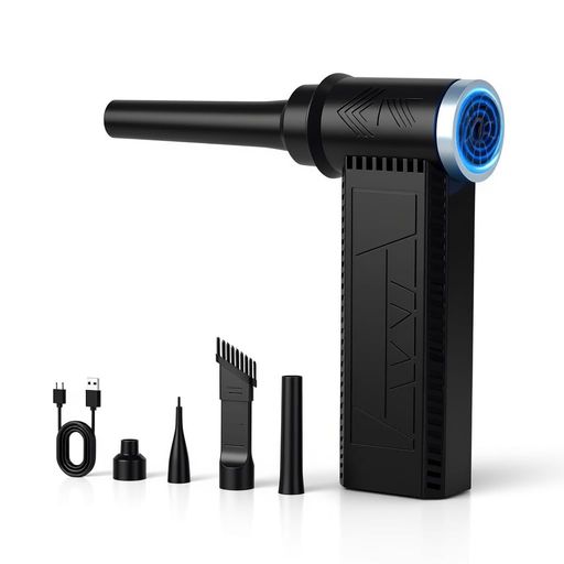 Goweto電動エアダスター12000RPM高速回転Type-C充電式4段階風量調整PC/キーボード掃除/洗車/エアコン掃除/電子機器清掃用4種ノズル付き用空気入れ/おもちゃ掃除/ペットの毛取り/業務用/家庭用