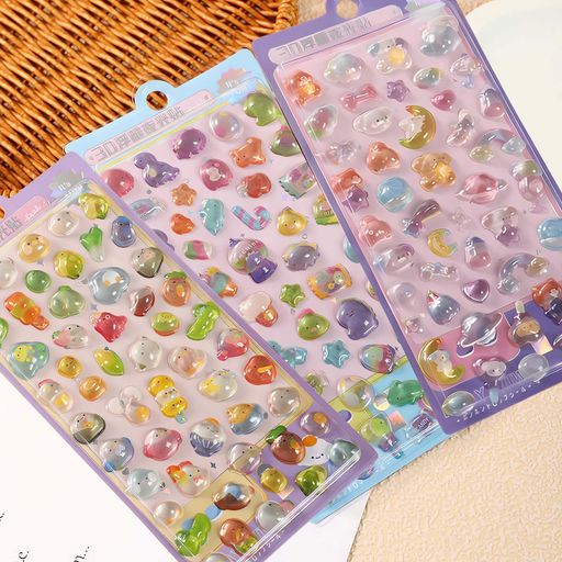 HAKONA3d立体シールごほうびシール女の子可愛い3枚セット実心夜光デコご褒美おしゃれスマホケースステッカー手帳用diy用水筒用手芸用品贈り物(3.0)