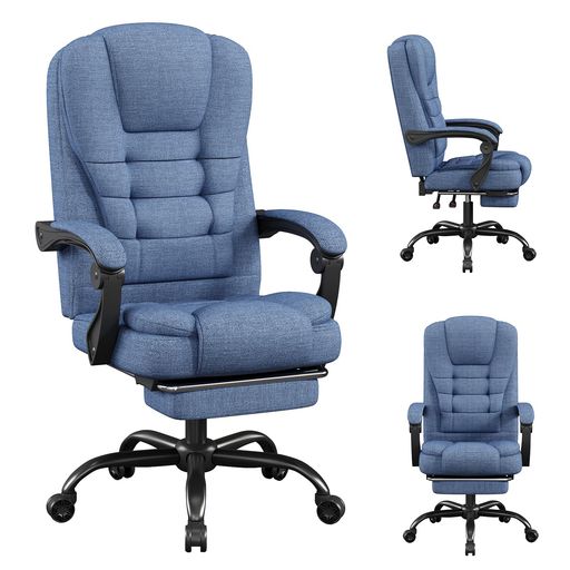 ファブリック製ゲーミングチェア、人間工学デザインのハイバックオフィスチェア、大型エグゼクティブチェア、高さ調節可能・フットレスト&ランバーサポート付き、360度回転・跳ね上…