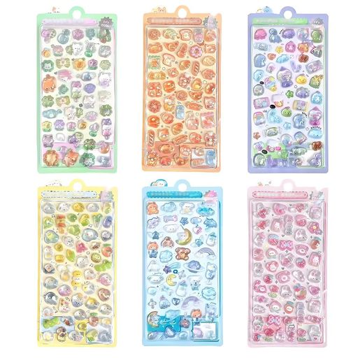 YUHENGCTシール3D立体シールごほうび可愛い6枚セットキラキラな女の子デコシールDIY用携帯電話飾り用手..