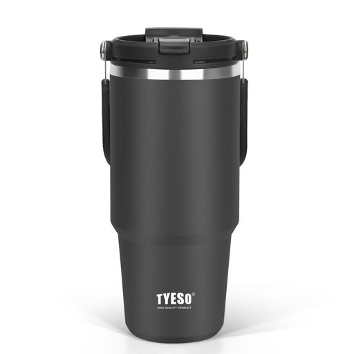 TYESOタンブラーストロー付き1050mlコーヒー水筒魔法瓶保温保冷取っ手付ケトル真空断熱二重構造広口大容量直飲み漏れないホームオフィ..