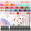 PEACECOLORジェルネイルキット全59点35色ジェルネイルセットジェルネイルカラーネイルマシンネイルライト5PCトップコート&ベースコート付きスタータキッ...