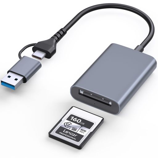 プロフェッショナルCFexpressタイプAカードリーダー: このカードリーダーは、CFexpress(タイプA)メモリカード用に特別に設計されています。写真やビデオ撮影を愛し、CFexpressカードを使用する人々に大きな利便性を提供します。特に、プロブロガー、インフルエンサー、写真家、映像作家、ビデオグラファーに最適です。 CFexpress Type-Aカードアダプタの10Gbps高速転送 : CFepxpress Type-Aカードリーダーは、CFexpressカードのUSB3.2 Gen2 (10Gbps)超高速データ転送をサポートしています。10Gbpsの高速データ転送を実現するには、お使いのデバイスのUSB/USB CポートがUSB3.2 GEN2の速度に達している必要があります。注:最終的なデータ転送速度は、カードとUSBスロットのタイプによって決まります。 2 in 1デザイン:USB CとUSB3.0コネクタデザインは、USB-AまたはUSB-Cスロットによって、ラップトップ、タブレット、携帯電話へのより効率的なアクセスを提供します。