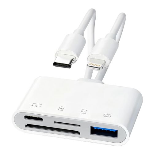 4in1 sdカードリーダー Lightning/USB-CからUSB/SD/TF/充電アダプター 写真/ビデオ/資料の読み込みをサポート