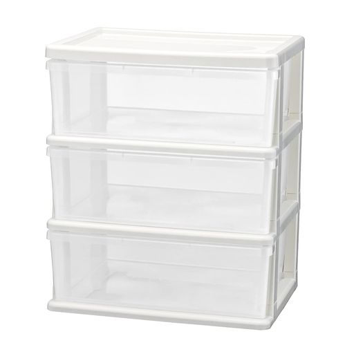 JEJアステージ収納チェストシーズワイド3段ホワイト日本製簡単組み立て幅54x奥行40x高さ63.5cm