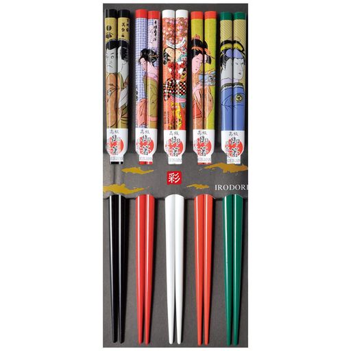 サニーライフデザイン若狭塗箸天然木22.5cm5膳セット来客用浮世絵5色日本製265168