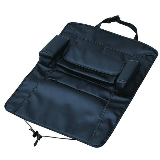 セイワ(SEIWA)車内収納用品シートバックポケットプレミアムWA8本革調ブラック後部座席収納スマートフォンドリンクティッシュボックス