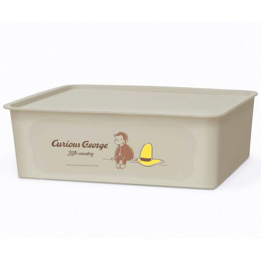 錦化成おさるのジョージ収納ボックス蓋付きベージュM幅38x奥行27x高さ12cm日本製