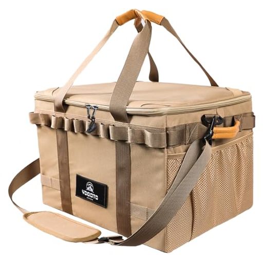 Sundries Box - YOGOTOキャンプソフトコンテナ収納ボックスギアボックスツールボックス36L60Lトランク収納大容量車載収納ソロ用底面防水仕切り付き折り畳み式工具バッグメッシュポケット付きデージーチ…