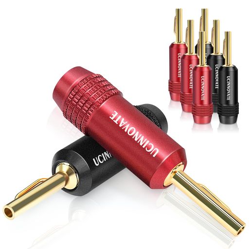 UCINNOVATE金メッキ8個パックピンバナナプラグスピーカーワイヤー用10-18AWGホームシアターオーディオマニアレシーバーに対応