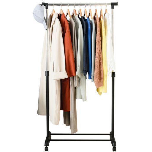 ドウシシャ ハンガーラックシングル衣類収納上下伸縮ブラック幅80cm耐荷重15kgNGHS-81BK