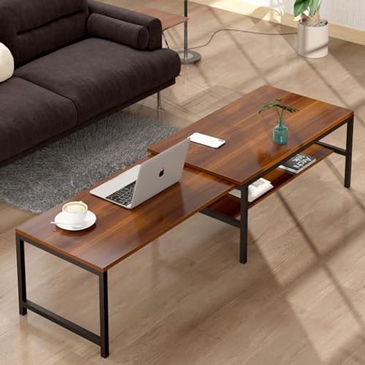 LunarLightローテーブル幅伸縮80-140奥行45高さ35cm無段階で調整できる伸縮ローテーブルセンターテーブルリビング机座卓コンパクトデザイン収納棚板の高さ可動式床傷防止用のフェルト付き…